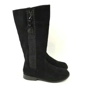 Justice Knee High Boots 9 Faux Suede Braided Zip